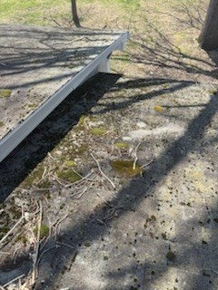 Flat roof before soft washing — moss and algae streaks